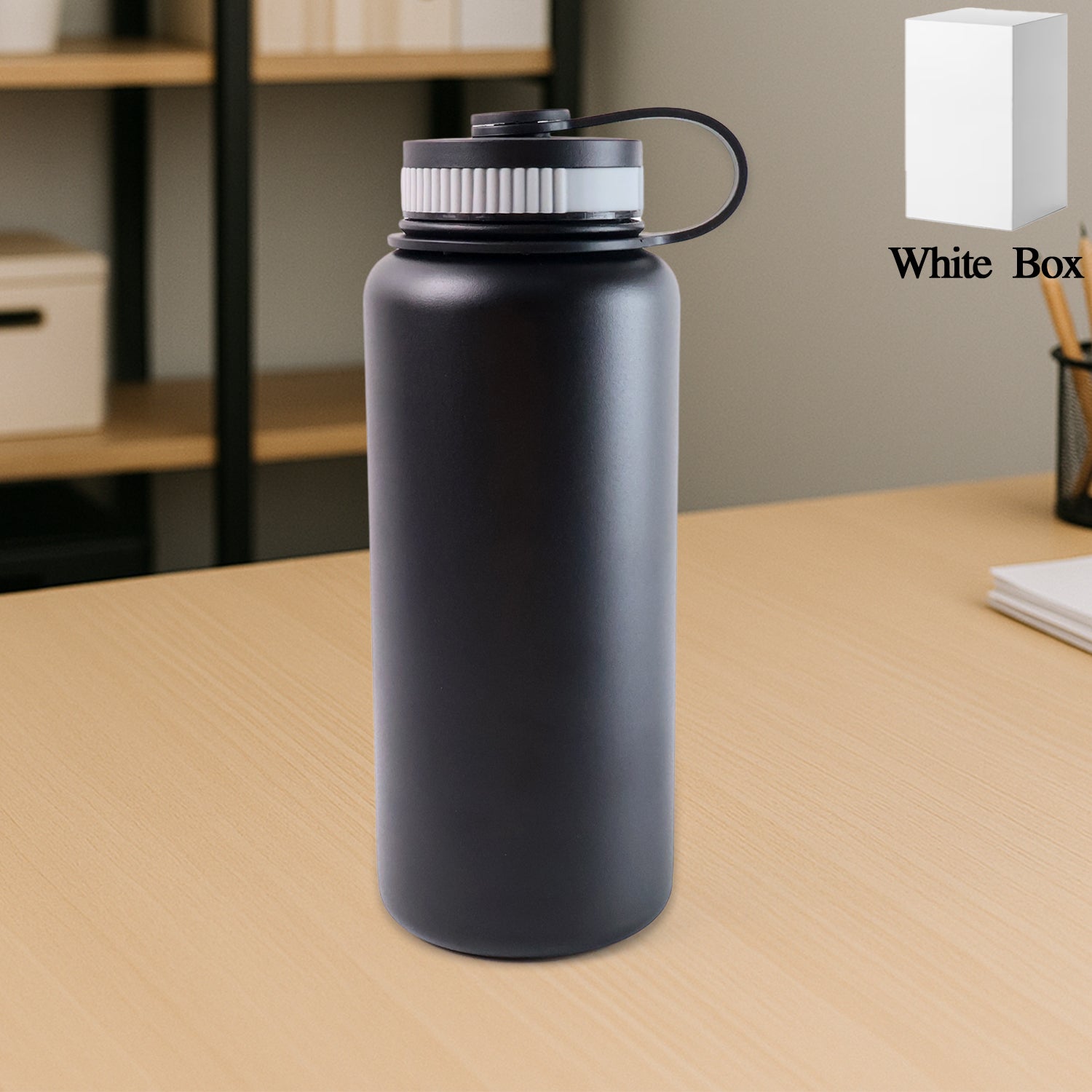 Silver Stainless Steel Double Wall Vacuum-Insulated Drink Water Bottle Silver Stainless Steel Double Wall Vacuum-Insulated Drink Water Bottle